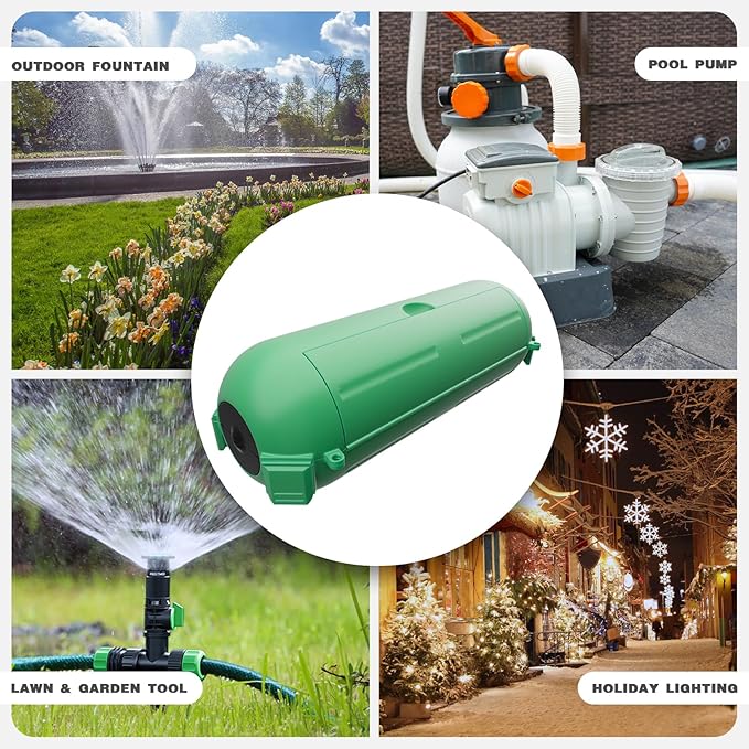 Flemoon [6 Pack] Outdoor Extension Cord Safety Cover with Waterproof Seal, Weatherproof Electrical Connection Box to Protect Outdoor Outlet, Plug, Socket, Christmas Holiday Decoration Light, Green