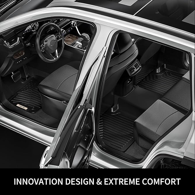 OEDRO Floor Mats Compatible with 2020-2024 2025 Ford Escape (NOT Fit Hybrid Models), Custom Fit 1st & 2nd Row Floor Liners Set, Black TPE All-Weather Guard
