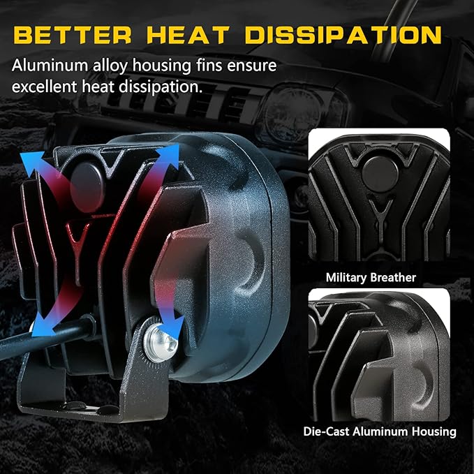 BIGLION.X LED Cubes, 3 Inch Pair 80W LED Driving Pods Spot Beam Off Road Fog Lights Waterproof IP68