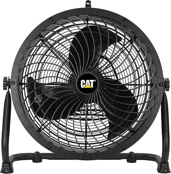 CAT by CATERPILLAR HVD-18AC - 18-inch High-velocity Drum Air Circulator Fan with 360-degree Pivoting Head and Dual Ball Bearing 4-speed Motor, Black…