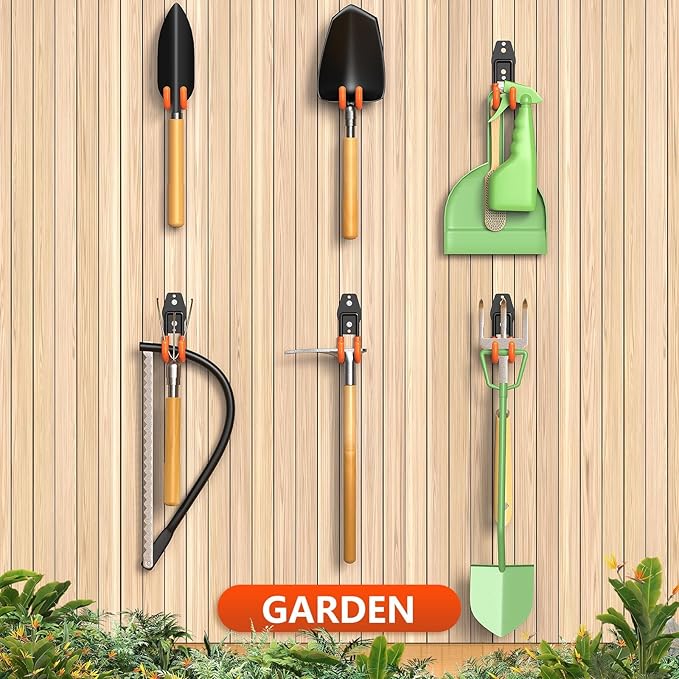 8 Pack 4.7x2.6 Inch Utility Steel Wall Mount Heavy Duty Garage Hooks with Anti-Slip Coating,Storage More Yard,Garden and Power Tools and for Hanging Hose,Ladder and Bike