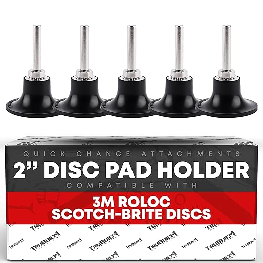2-inch Conditioning Disc Pad Holder Assembly, Pack of 5-1/4'' Shank - Compatible with 3M ROLOC Scotch-Brite Brand Discs - Speed-Lok TR Quick-Change Attachment
