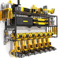 Power Tool Organizer Wall Mount Cordless,15 Min Fast Install Metal Garage Tool Storage Organizer Heavy Duty 3 Layers 7 Drill Power Tool Holder Storage Rack Tool Shelf Wall Mount for Shop Organization