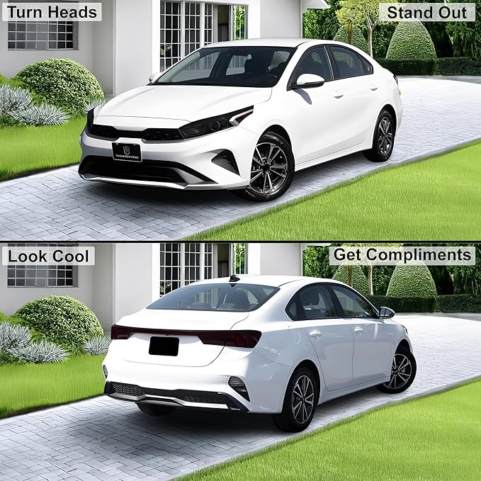 BOGAR TECH DESIGNS Full Headlight Taillight Reflector Sidemarker Head Tail Light Tint Kit Compatible with Kia Forte 2022-2024, Dark Smoke