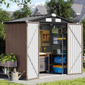 Aoxun 6x3.9 FT Shed Metal Outdoor Storage Shed Garden Shed with Lockable Doors Tool Shed Bike Shed for Backyard, Patio, Poolside (Brown)