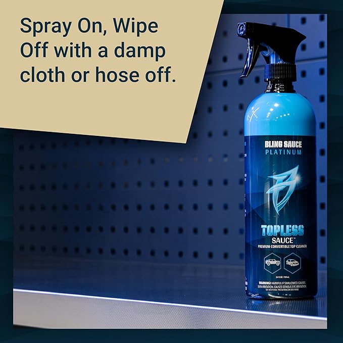 Bling Sauce Platinum: Topless Sauce, The BEST Convertible & Soft Top Cleaner for Cars, Trucks, 4x4s, Jeeps, Broncos. Designed for any Vinyl or Fabric Top. Spray On, Brush, Hose Off. 24oz