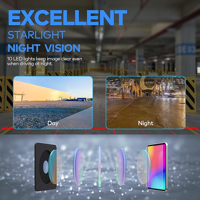 HD eRapta ERT02 Backup Camera Rear View License Plate Reverse Camera Universal for Pickup Truck Car SUV 149° Perfect Angle Night Vision IP69K Level Waterproof