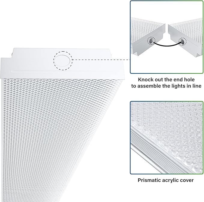 ANTLUX 4FT LED Wraparound 40W Shop Lights for Garage, 4400lm, 5000K, 4 Foot Crystal LED Wrap Light, 48 Inch Integrated Linear Strip Flush Mount Office Workshop Ceiling Lighting Fixture, 4 Pack