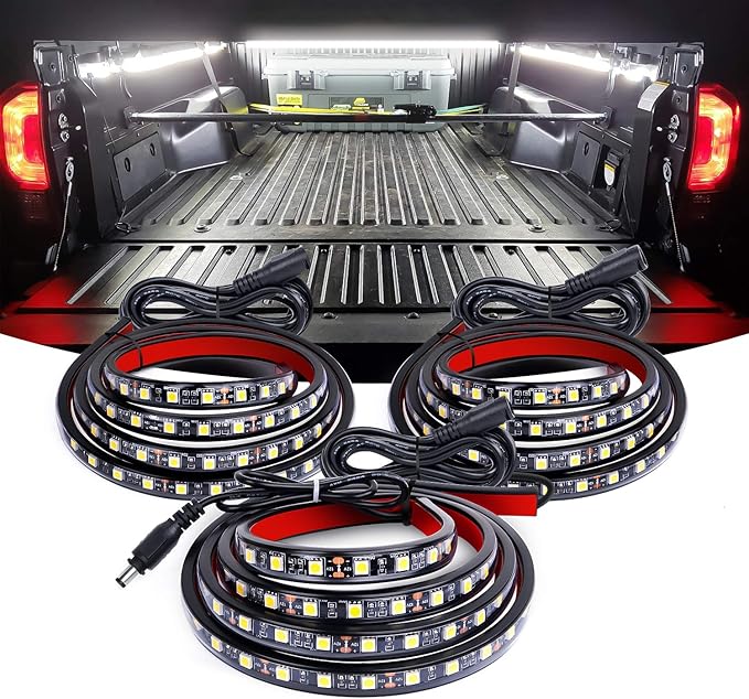 Nilight 3PCS 60 Inch Bed Light Strip 270 LED with On/Off Switch Blade Fuse Splitter Extension Cable for Cargo Pickup Truck SUV RV Boat