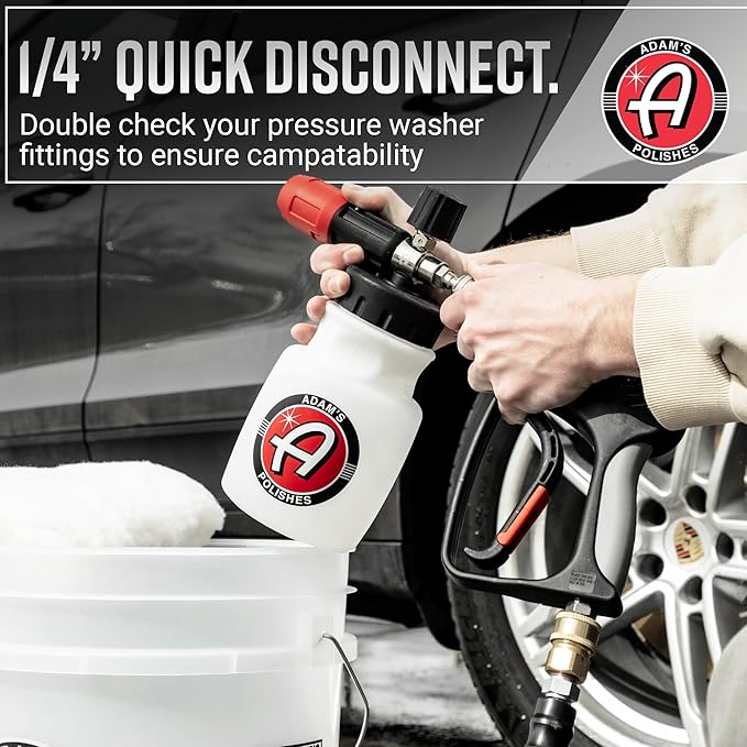Adam's Polishes Premium Foam Cannon - Soap Sprayer for Car Wash | Sprayer Cannister for Pressure Washer 1/4" Quick Disconnect