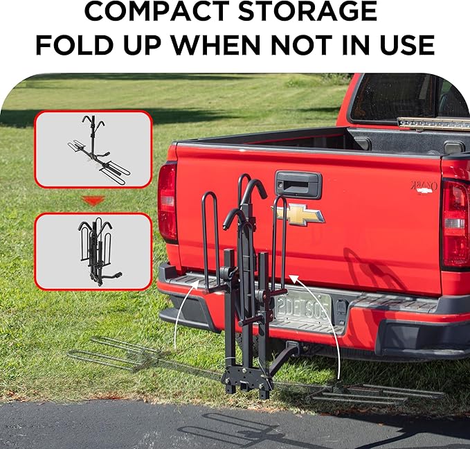 Young 2 Bike Rack Hitch Mount Foldable Platform Style, Bicycle Carrier for Cars SUVs Trucks Vans, 80 lbs. Capacity
