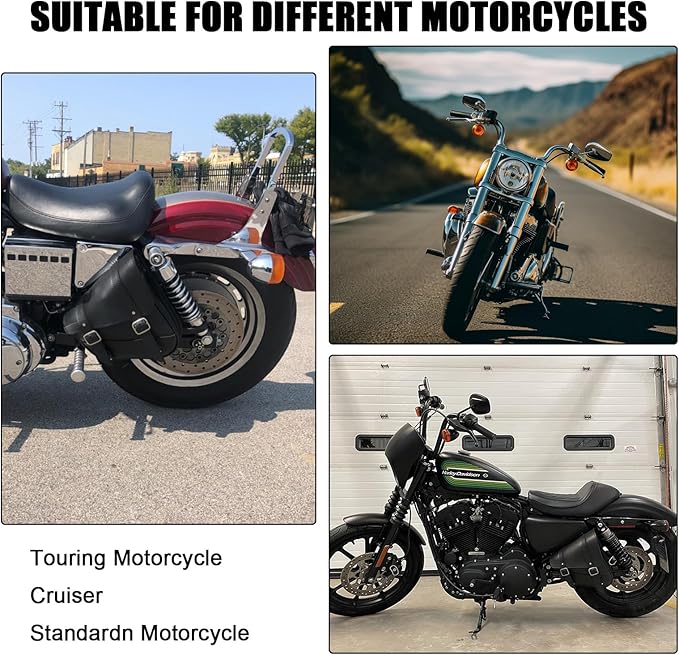 Motorcycle Saddle Bags Leather Motorcycle Solo Swing Arm Bag For Softails Sportsters Choppers Waterproof Side Bags (Black - Right Side, 11.5" x 10.25" x 3.5")