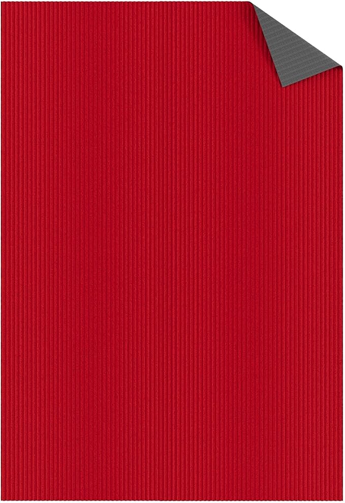 Ottomanson 6'6" x 10' Mud Mat Area Rug Scraper Carpet - Non-Slip, Dirt Trapping for Indoor & Outdoor Use - Ideal for Entryway, Garage, Kitchen, Patio & High-Traffic Areas, Red