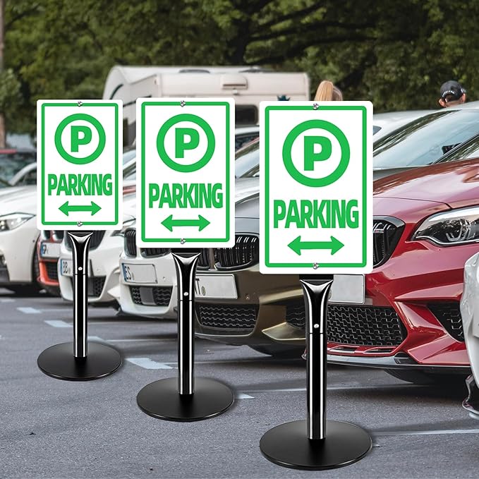 2Pack Heavy Duty Cast Iron Sign Stand - 48" Outdoor Portable Pedestal Post - Display Road Sign, Construction Sign Holder (Black)