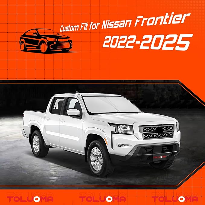Custom Fit Windshield Sun Shade for Ni-ss-an Frontier 2022-2025 - Full Coverage, 210T Reflective Fabric, Double-Layer Design - Blocks 99% UV Rays, Keeps Car Cool, Easy to Install and Store