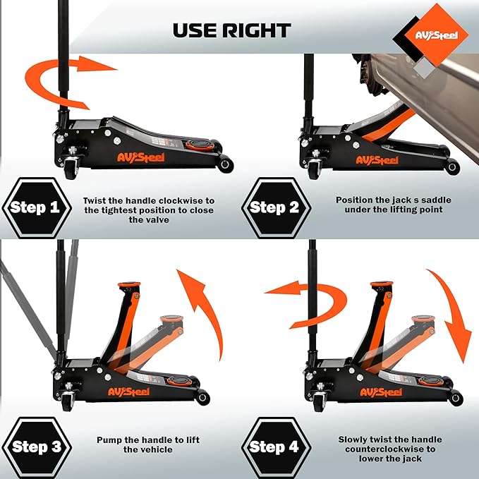 Low Profile Floor Jack 3 Ton (6600 lbs), Heavy Duty Hydraulic Jack for Car, Heavy-Duty Floor Jack with Dual Pistons Quick Lift Pump, Car Floor Jack with Lifting Range 3-1/8'' to 19-7/8''