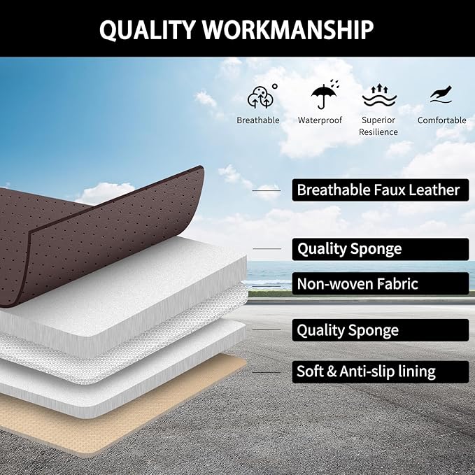 Leather Car Seat Covers,Brown Seat Covers for SUV,Sedans and Trucks,Waterproof and Breathable Automotive Front and Rear Seat Covers,Luxury Car Seat Protectors,Universal Car Seat Cushions