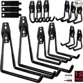 Garage Tool Storage Wall Hook Assortment Set: 15PCS Heavy Duty Large Hanger Garden Tool Organizer Ladder Bike Rack Yard Tool Holder Shed Shovel Metal Screw Organization Bicycle Steel Bracket