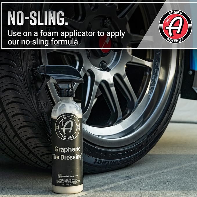 Adam's Polishes Graphene Tire Dressing - Deep Black Finish W/Graphene Non Greasy Car Detailing Use W/Tire Applicator After Tire Cleaner & Wheel Cleaner | Ceramic Coating Like Tire Protection (2-Pack)
