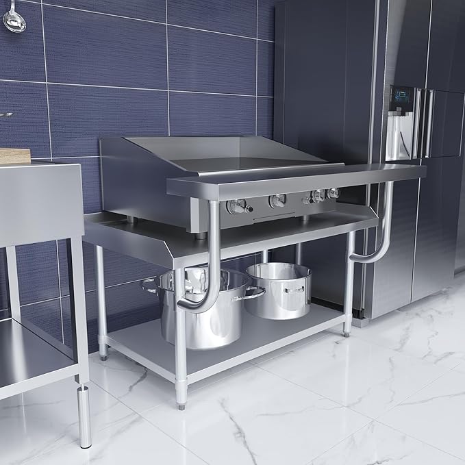AmGood 13.5 in. x 49 in. Stainless Steel Adjustable Work Surface for 30 in. x 48 in. Equipment Stand