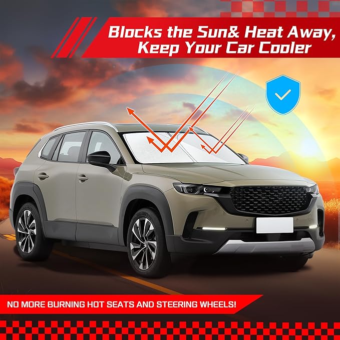 ARISMOTOR Windshield Sun Shade for Mazda CX-50 2023-2025 2026, Custom Fit Foldable Front Window Sunshade Sun Visor Protector, Block UV Rays Keep Your Car Cooler