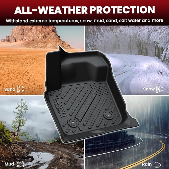 LASFIT Floor Mats & Cargo Mat for Lexus ES 2019-2025(Only Fit FWD), TPE All Weather Custom Fit 1st & 2nd Row Rubber Car Mats and Cargo Liner, Black Easy to Clean