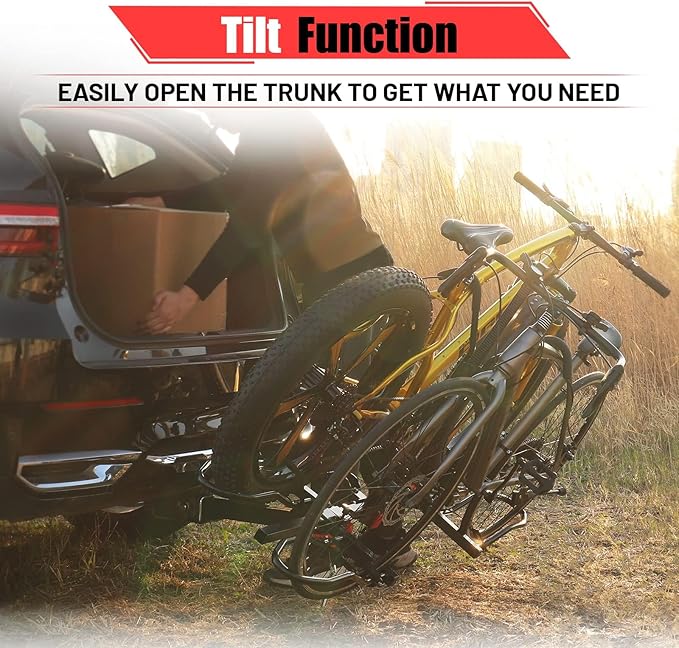 FORWODE Hitch Mount Bike Rack Fits 2 X 80 lbs Bicycle, Platform Bike Rack for Car SUV Truck, Qucik Released, Foldable Wobble Free, Locking Hitch,Fat and Standard, 2 Inch Receiver