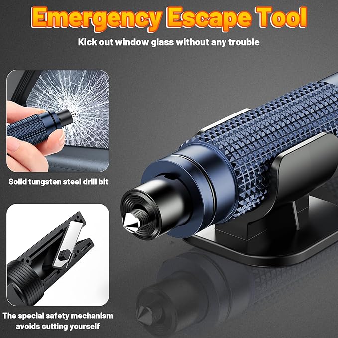 Window Breaker - SafeHammer Glass Breaker Under Water, Upgraded Antiskid, Car Hammer Seatbelt Cutter Car Window Breaker Emergency Escape Tool, Safe hammer Glass Breaker for New Cars (2PCS Blue)