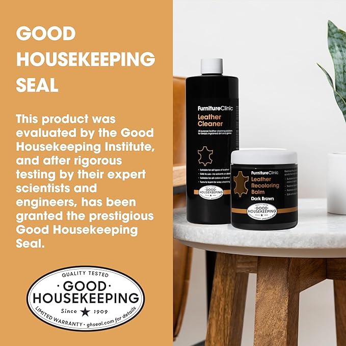 Furniture Clinic Leather Easy Restoration Kit | with Leather Recoloring Balm, Cleaner, Sponge, and Cloth | Leather Repair Kit for Scratched and Faded Furniture (Ivory)