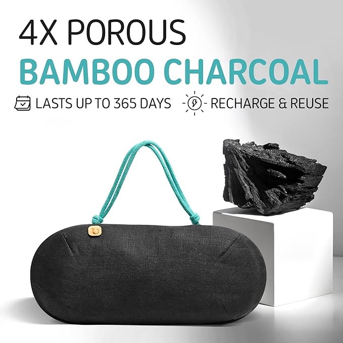 Car Air Freshener - Lasts 365+ Days - No Chemicals - 100% Activated Bamboo Charcoal - No Fragrance Deodorizer, Auto Odor Eliminator - Absorb Smoke Smell [2Pk]