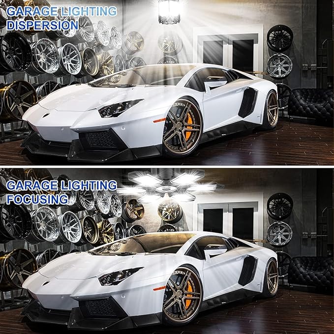6 Pack 220W Garage Light Ceiling Led Deformable LED Shop Lights for Workshop E26 E27 Screw in Garage