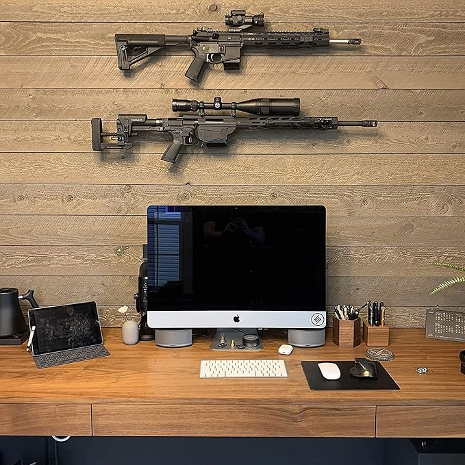Spartan Mounts Locking .223/5.56 Rifle Mount Wall Display | Low Profile Floating Design Vertical and Horizontal Mounting Solution | Gun Room Safe Storage Organzation | Made in USA
