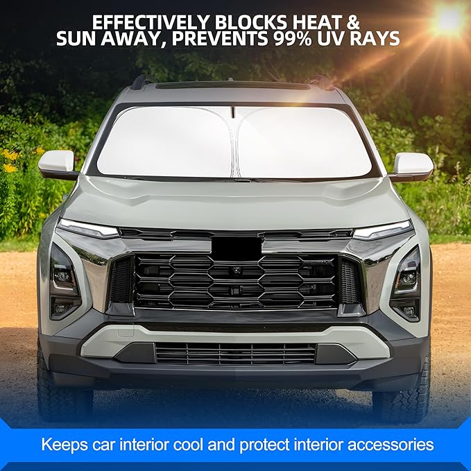 Windshield Sun Shade for Che-vrolet Chevy Equinox 2025 2026 Foldable Sunshade Custom Fit Front Window Car Interior Accessories Protector Blocks UV Rays