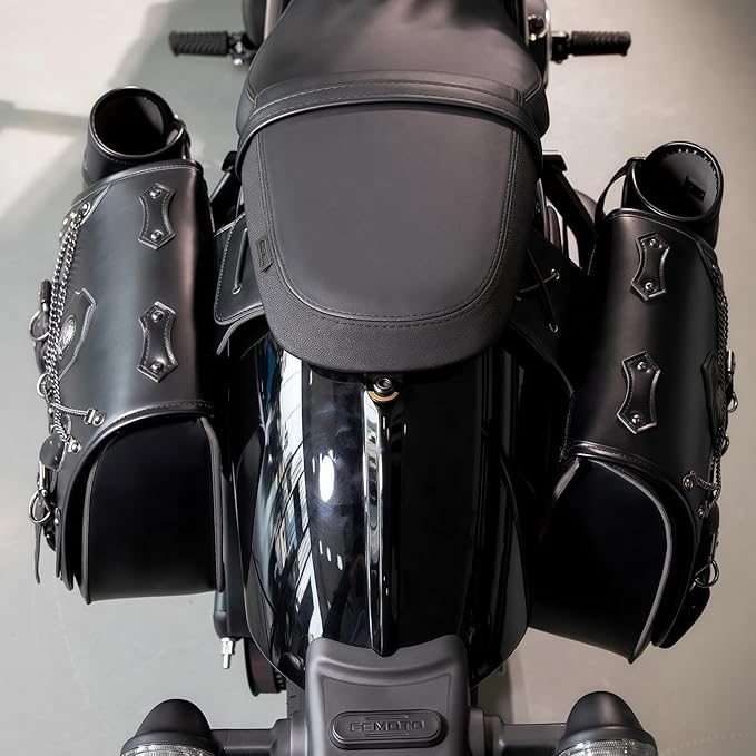 Motorcycle Saddlebags, 30L Leather Waterproof Side Saddle Bags with Cup Holder, Universal Powersports Saddlebags for Harley Davidson Sportster Dyna Softail Honda Shadow Rebel Yamaha Kawasaki Vulcan