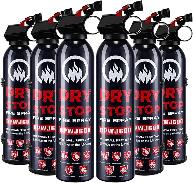 6 Pack Dry Powder Fire Extinguisher - Portable Dry Chemical Fire Extinguisher for Home, Car, Garage, Kitchen - Works on Electrical, Grease and More