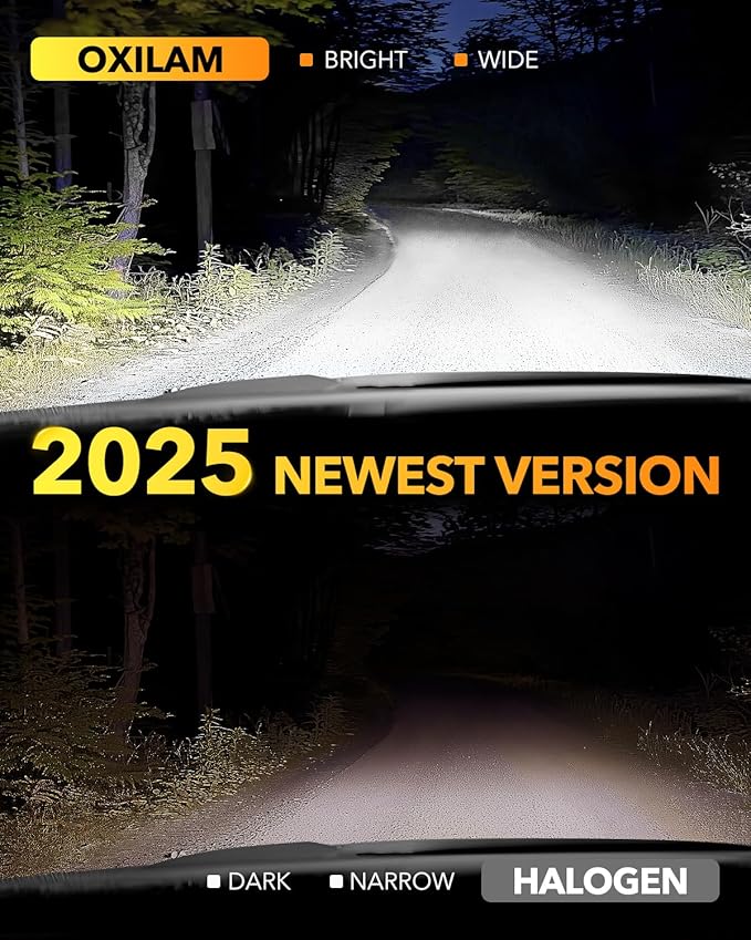 OXILAM H4 9003 Light Bulb, 20000LM 600% Brighter, 6500K Cool White, Mini 1:1 Size Design, Canbus Error Plug-and-Play H4 9003 HB2 Light Bulb, Pack of 2