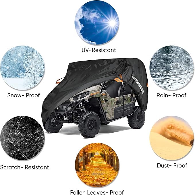 NEVERLAND UTV Cover Heavy Duty Ranger Cover Waterproof 4-6 Seater Side by Side Covers 4 Door All Weather Storage with Reflective Strip Compatible with Polaris RZR General Can-Am Yamaha SxS
