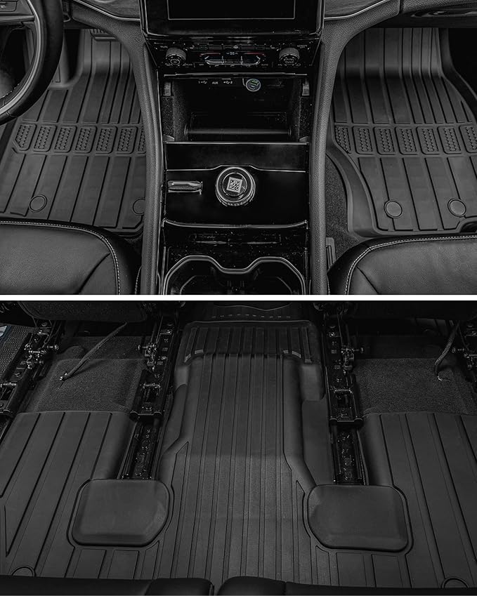 3W Floor Mats & Cargo Liner Fit for Jeep Grand Wagoneer 2022 2023 2024 2025 8 seat (Only Fit Wagoneer 8s), TPE Custom Fit Wagoneer Floor Liner for 1-3 Rows and Trunk Mats Full Set Car Accessories