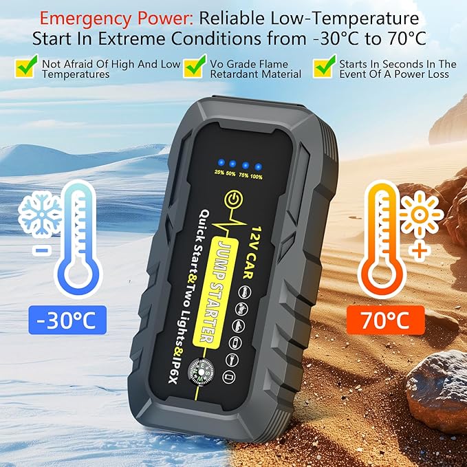 2025 Upgraded for A5 Car Jump Starter 3000A,Jump Starter Battery Pack for Up to 9.0L Gas and 7.0L Diesel Engines,12V Portable Jump Box with 4 Modes Flashlight and Jumper Cable-3year Limited