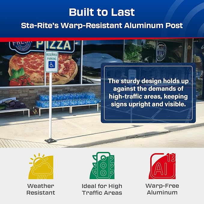 Impact Recovery - Sta-Rite Flexible Sign Post - Sign Holder - Handicap Parking Signs - Made in the USA - 78” Reserved Parking Signage