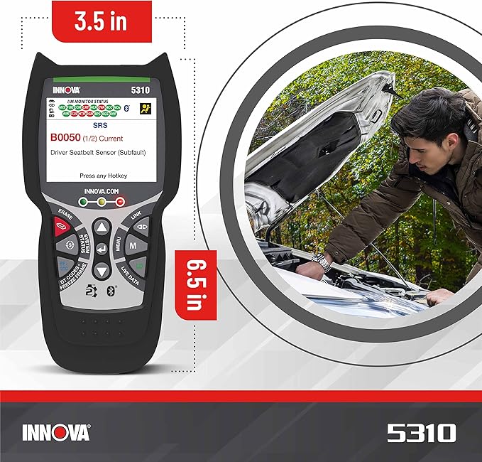Innova 5310 OBD2 Scanner for ABS & Airbag (SRS) with Battery/Alt Test, Oil Light Reset, Live Data for 1996-2023 Vehicles, Accurate, Reliable, Easy to Use, iPhone & Android App Included
