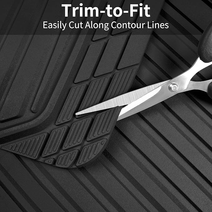 CAR PASS Heavy Duty Sporty Rubber Car Mats, Deep Dish All Weather Car Floor Mats Full Set, Waterproof Anti-Slip Automotive Matts Rugs Trim to Fit for Most Sedans SUVs Vans, All Black