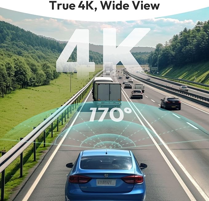 4k Dash Cam Front and Rear, 24/7 Parking Monitor with Hardwired Kit, 170° Ultra Wide Dashcam, ADAS, IMX415 Sensor, Night Vision, WDR, Loop Recording, 5G/2.4G WiFi & GPS, Free 64GB Card