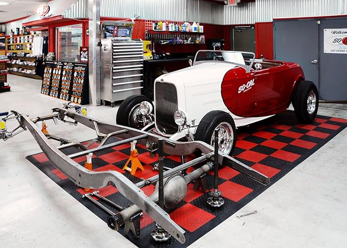 RaceDeck Diamond Plate Design, Durable Interlocking Modular Garage Flooring Tile (Single Tile), Beige