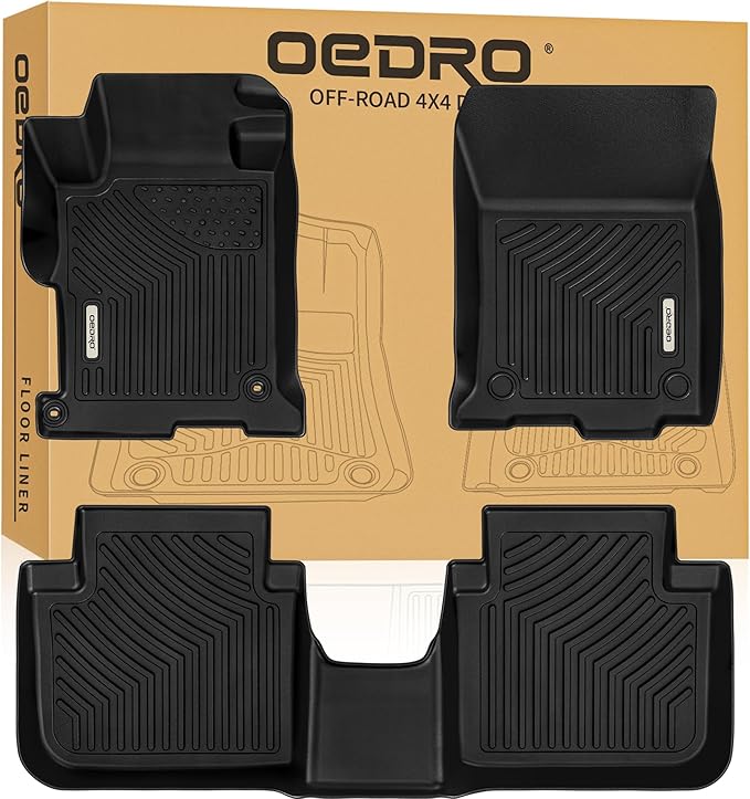 OEDRO Floor Mats Fit for Honda Accord Sedan 2017-2013, TPE All Weather Accord Floor Liners Includes 1st and 2nd Row Liners Set, Black