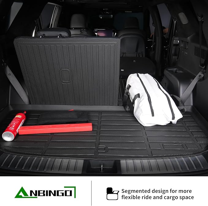 ANBINGO® Floor Mats & SeatBack Cargo Liner | Atlas 2018-2025 6 Passenger | 2nd Row with Bucket Seat | (50/50 Velcro Tape Fixed Backseat) TPE 3 Rows Car Mat Waterproof, Accessories