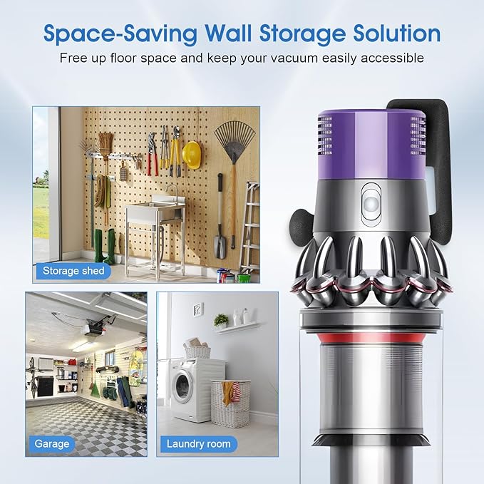 2 Pack Easy Access Cordless Vacuum Wall Mount Holder – Heavy Duty Metal Wall Rack with Rubber Coating, Fits for Shark Handheld IX-Series & Dyson V-Series Stick Vacuums, Garage Shed Storage Brackets