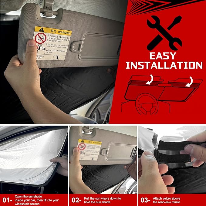 Windshield Sun Shade for 2019-2024 2025 Che-vrolet/Chevy Blazer Foldable Sun Sunshade for Car Front Window Blocks UV Rays and Heat Automotive Interior Protector Custom Fit Accessories