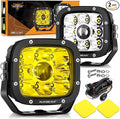 Auxbeam 5 Inch LED Pods, XP-Ultra Series Offroad Driving Light 110W Super Spotlight Cube Light Bar Amber Cover, Super Bright Amber Yellow Fog Lights for Truck Jeep Ford Bumper Roof, 2 Years Warranty