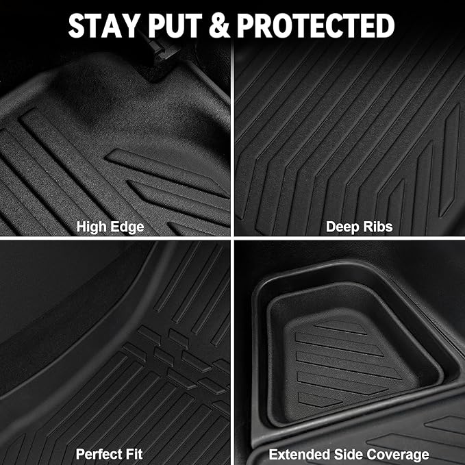 Floor Mats Set for 2017-2025 Jeep Compass Accessories(New Body Style 2nd Generation), Full Coverage All Weather Floor Mats with Cargo Mat TPE Includes Backrest Protectors & Door Sill Guards